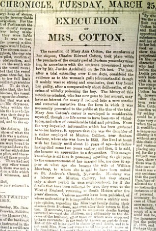 Articolo di giornale sulla morte di Mary Ann Cotton
